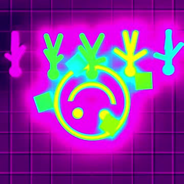 ACID HOUSE: Smileys on a grid in acid colours, tearing on the hits