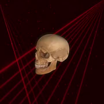 FIRE SKULL: A skull turning with the beat over red lasers